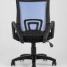 Компьютерное кресло TopChairs Simple офисное голубое в обивке из текстиля с сеткой, механизм качания Top Gun в Самаре