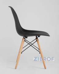 Eames диаметр стола 80 см, столешница стекло, 2 стула Eames черные