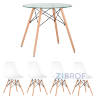 Eames D80 стол стеклянный, 4 стула Eames DSW белые в Самаре